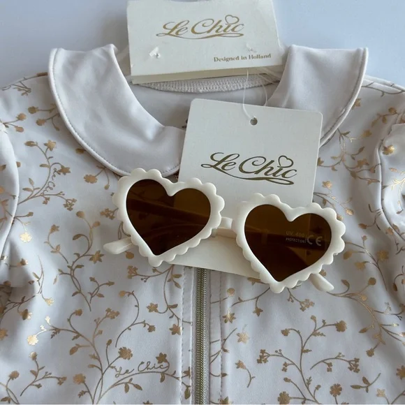 LeChic Toddler Little Girls One Piece Swimsuit & Sunglasses Set Size 2 NWT NEW - Picture 2 of 12